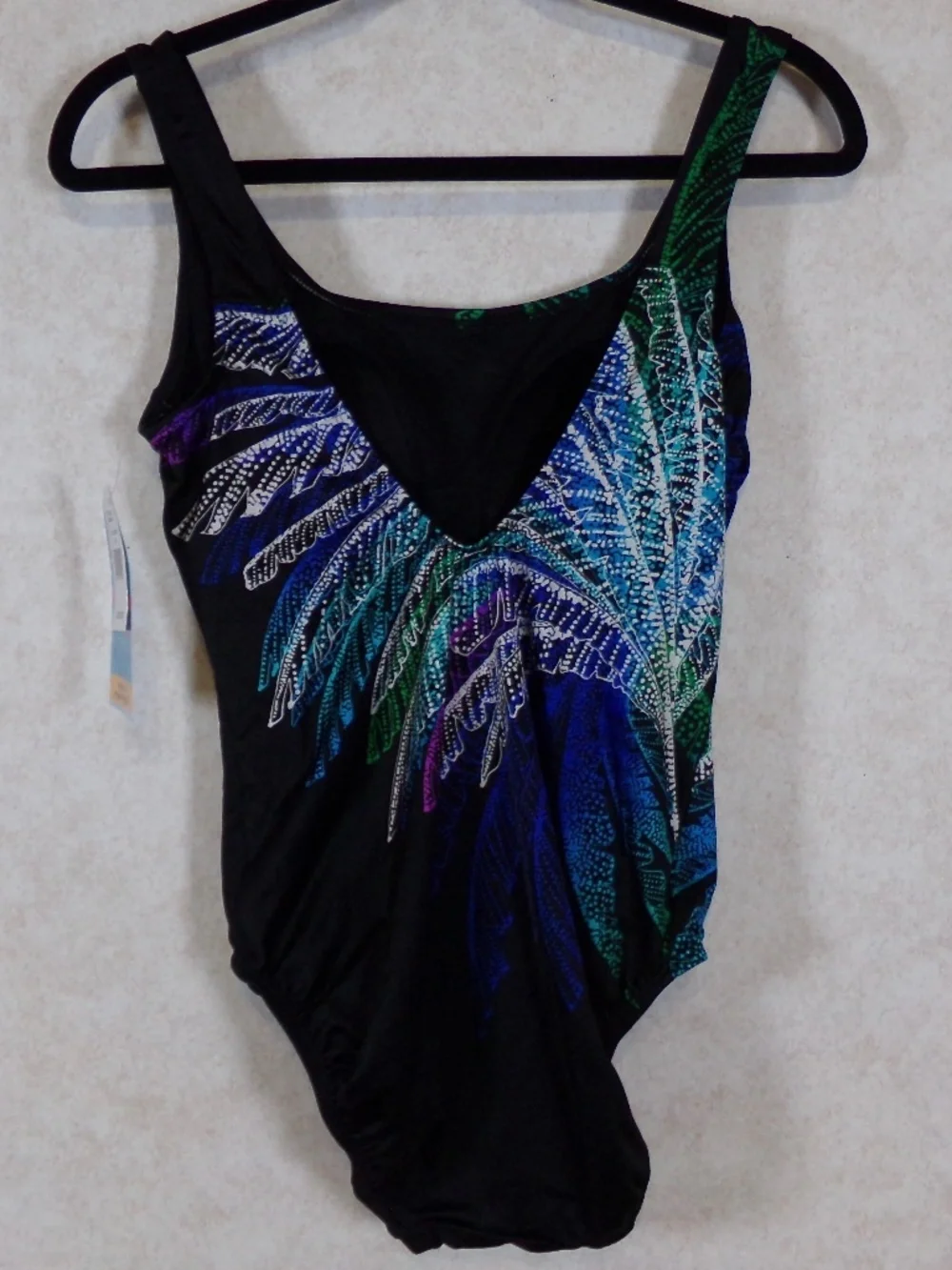 NWT Swim Solutions Blu/Blk Multi One Pc Swim, Bust,Tummy & Waist Enhancement Sz8 - Picture 4 of 11